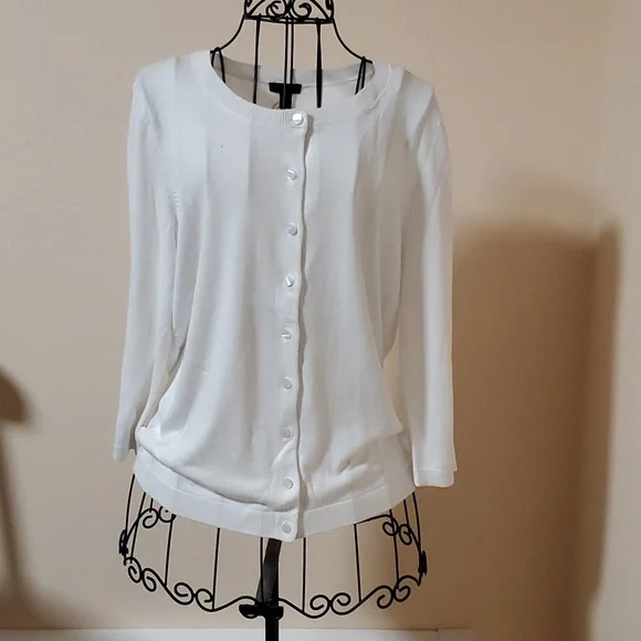 Talbots white button down sweater size M - Picture 1 of 10